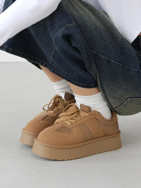 딜로 귀여운 콤비믹스 둥근코 레이스업 통굽 스니커즈(4.5cm)